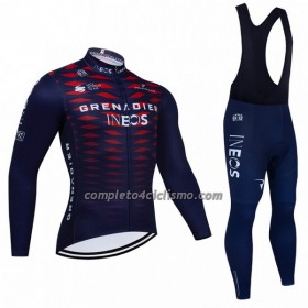 Completo Maglia ML + Pantaloncino con bretelle ML 2022 INEOS Grenadiers Blu Rosso
